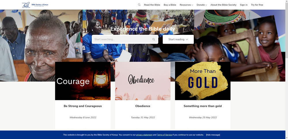 Screenshot from Kenya's Bible Engagement website